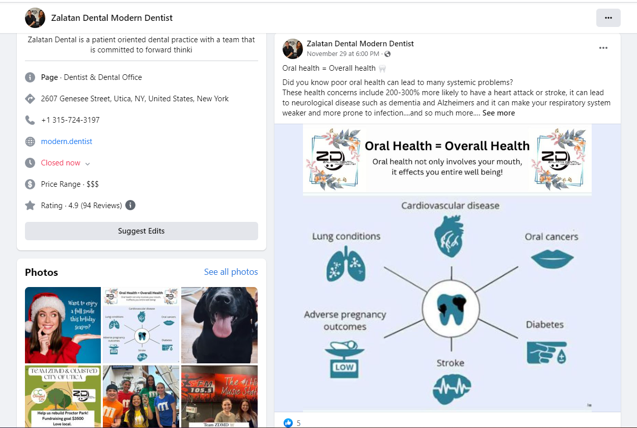 Facebook Dental Example