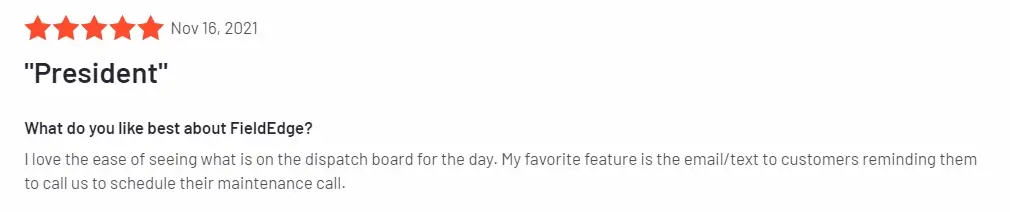 Customer review about FieldEdge