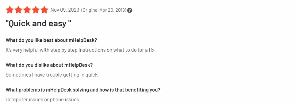 User Review of mHelpDesk