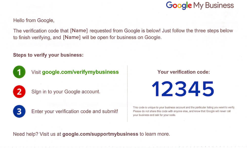 Verify Your Google Business Listing by Postcard